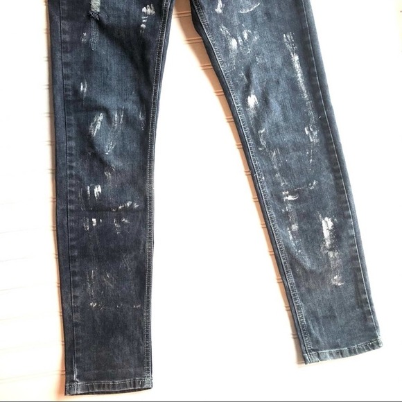 Nicole Benisti Distressed Jean Gray Size 28 Paint Splat NWOT Distressed Denim - Picture 5 of 16